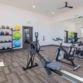 a gym with exercise equipment