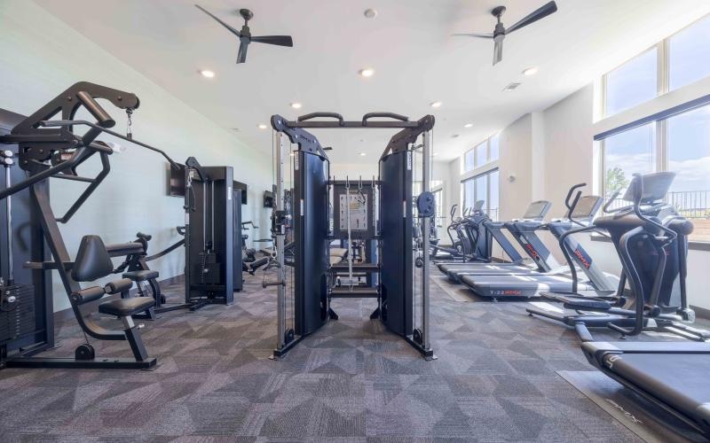 a room with exercise equipment